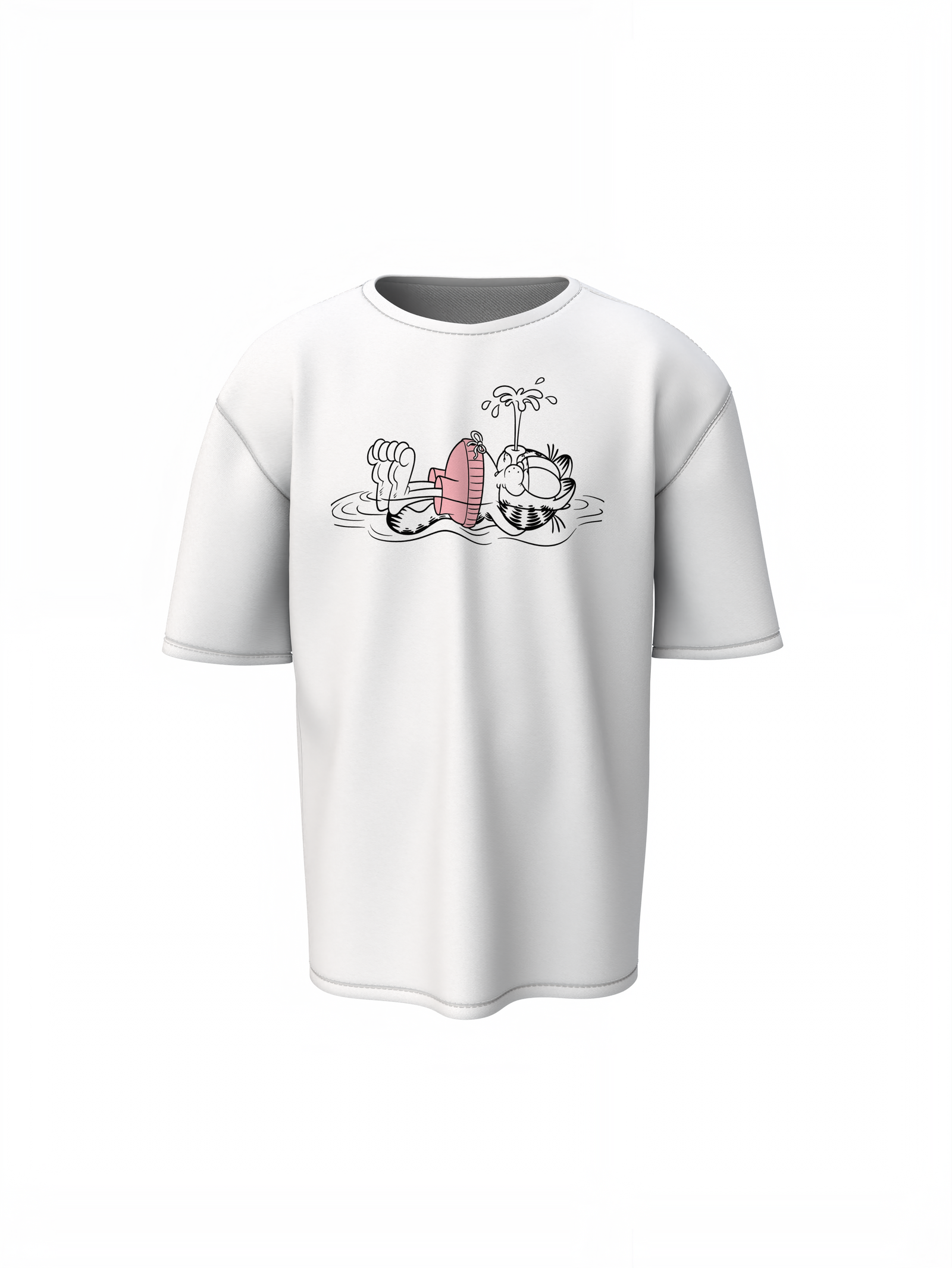 Pink Garfield Oversized T-Shirts