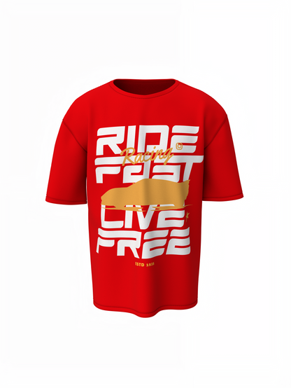 Ride Fast Oversized T-Shirts Graphic Unisex Streetwear Tee