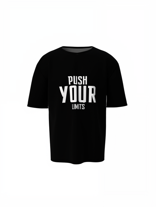 Oversized T-Shirts Push Your Limits Black Streetwear Tee