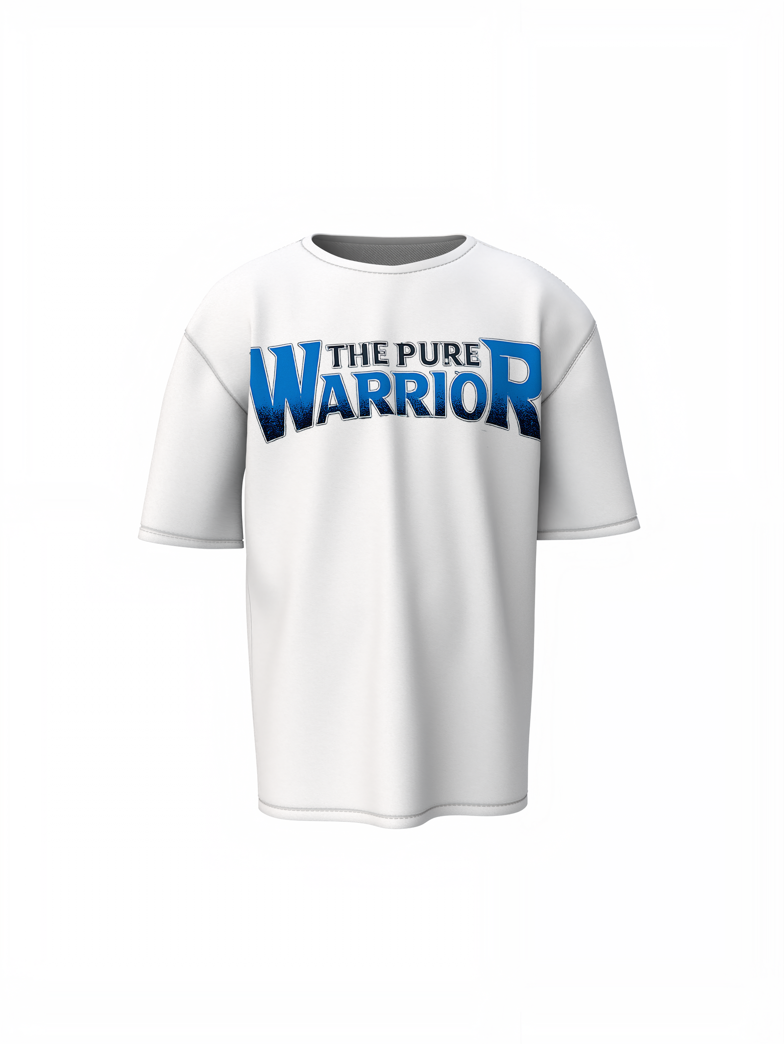 Pure Warrior Oversized T-Shirts White Relaxed Fit Street Tee