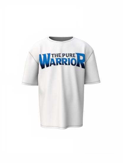 Pure Warrior Oversized T-Shirts White Relaxed Fit Street Tee