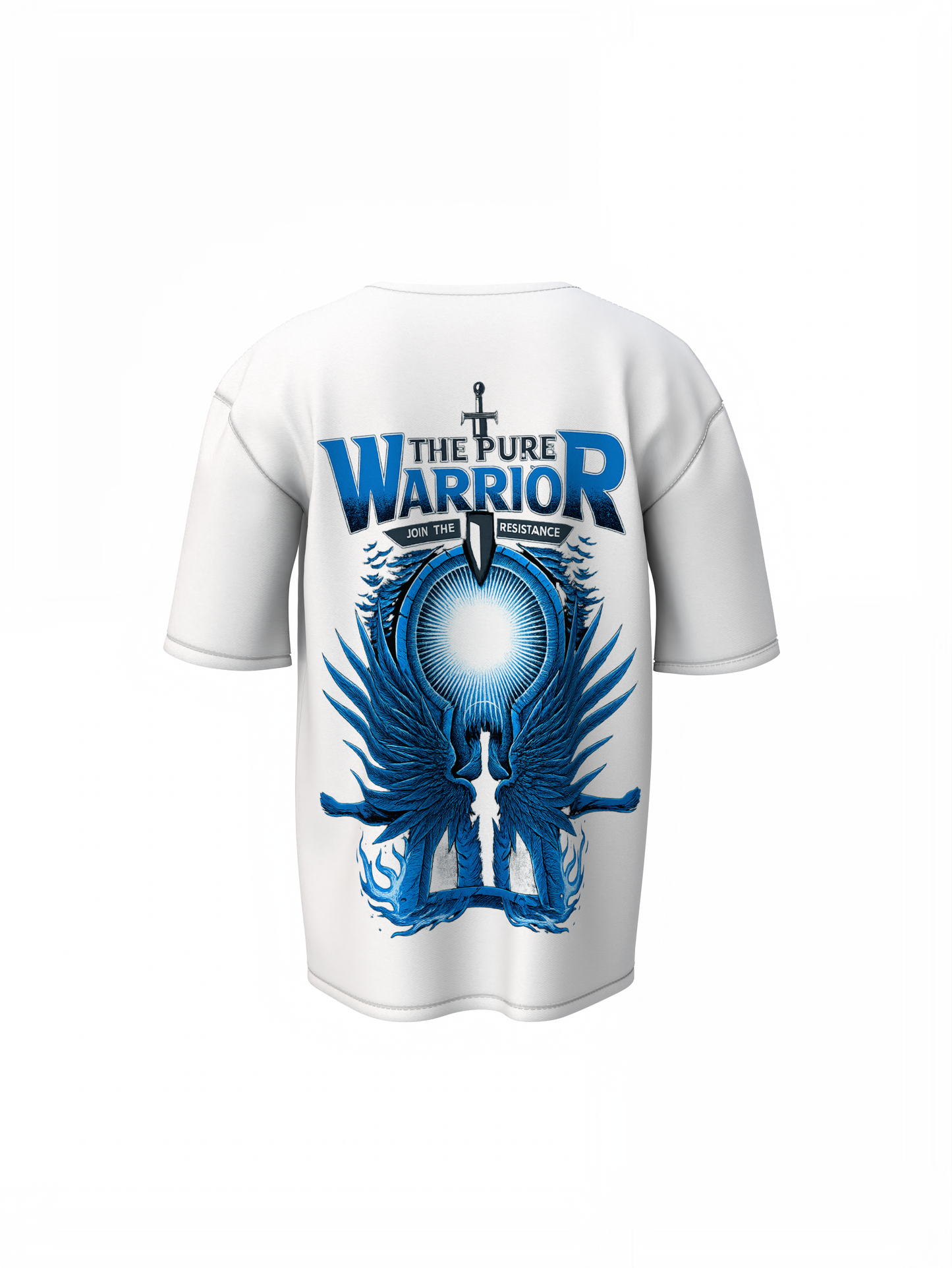 Pure Warrior Oversized T-Shirts White Relaxed Fit Street Tee