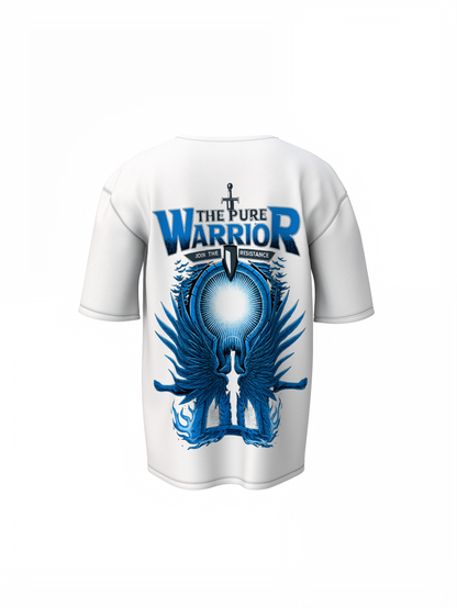 Pure Warrior Oversized T-Shirts White Relaxed Fit Street Tee