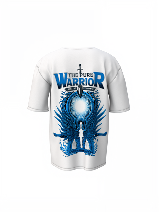 Pure Warrior Oversized T-Shirts White Relaxed Fit Street Tee