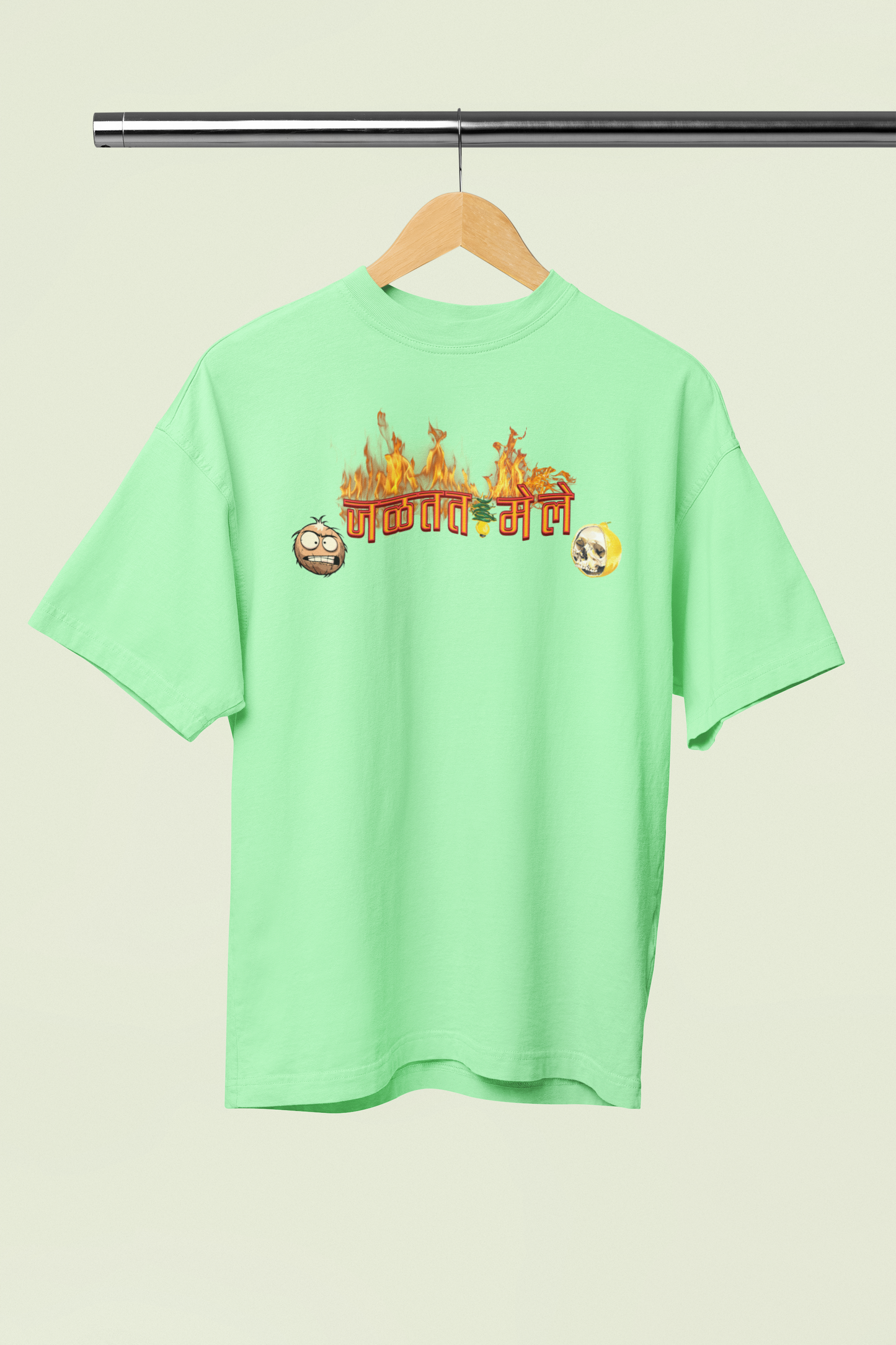 Jaltat Mele Saga Green Oversized T-Shirt Marathi Streetwear