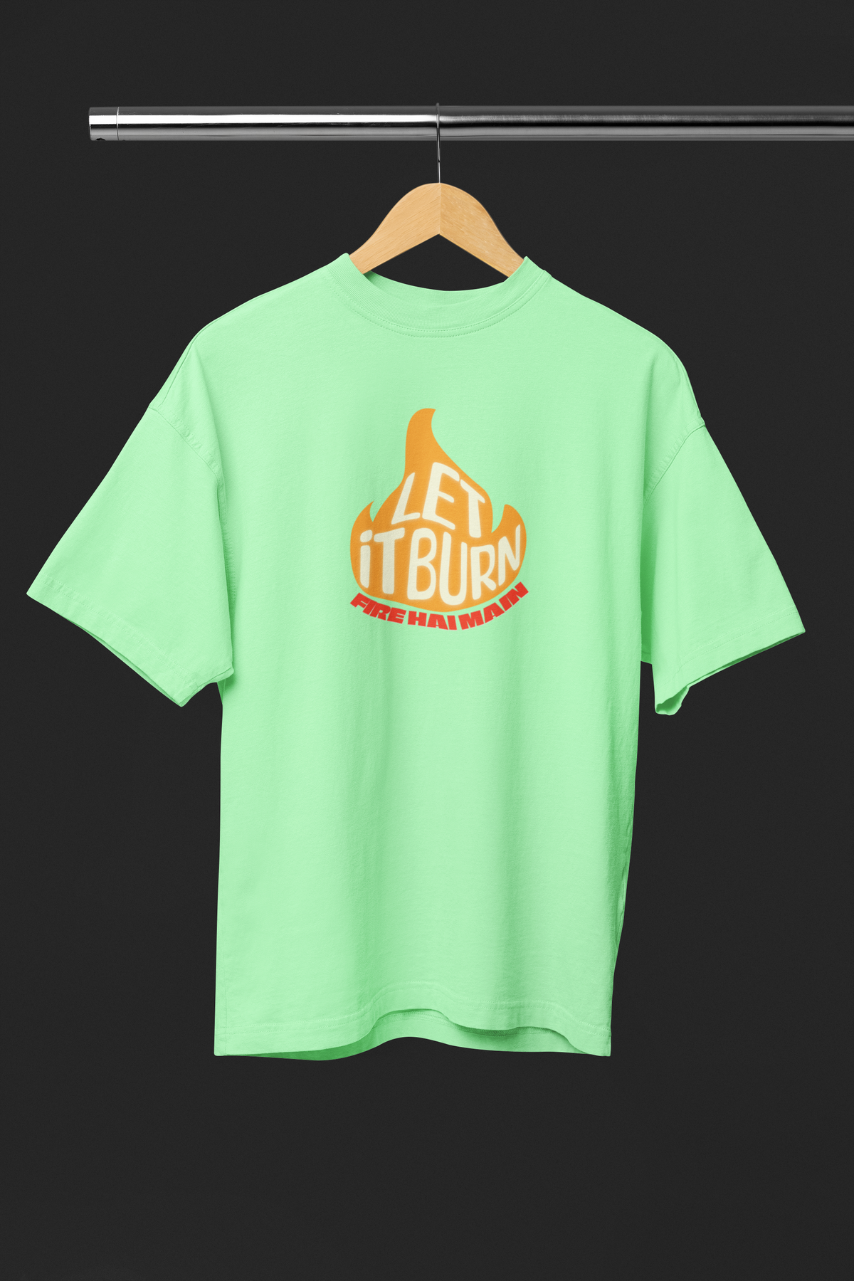 Fire Hai Mai Graphic Saga Green Oversized Unisex T-Shirt