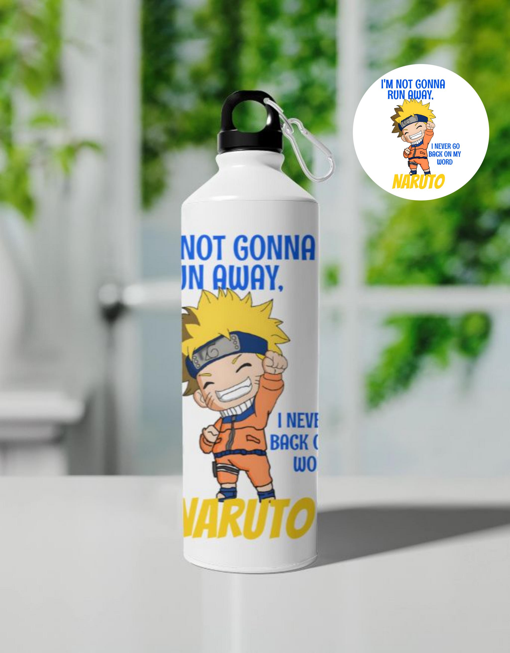 Naruto Never Go Back On My Word Design Sipper Bottle