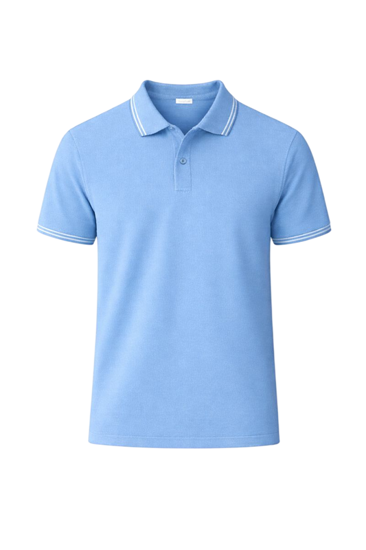 Bulk Unisex Sky Blue Polyester Polo T-Shirt