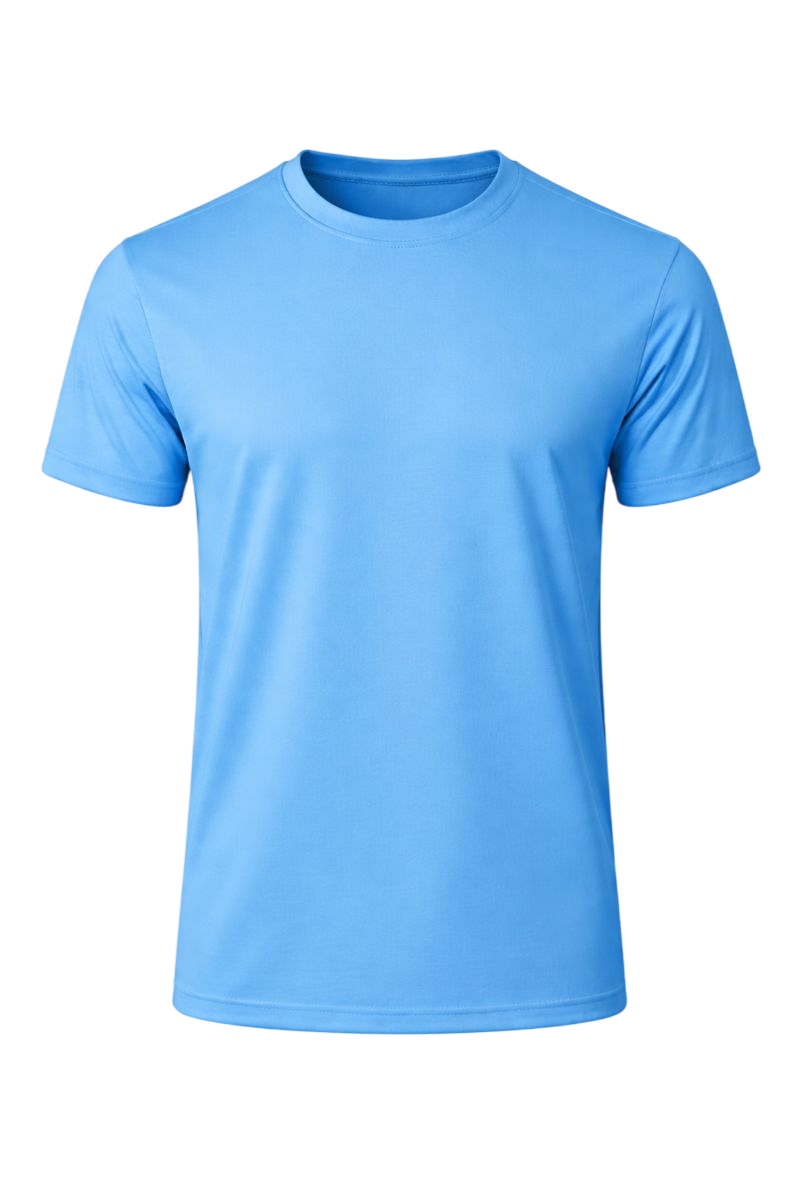 Bulk Sky Blue 100% Polyester Round Neck T-Shirt