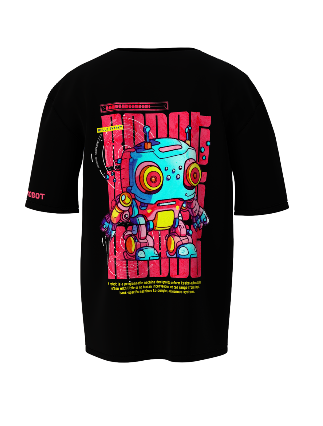 Mini Robot Black Unisex Oversized Special Edition Tee Shirt
