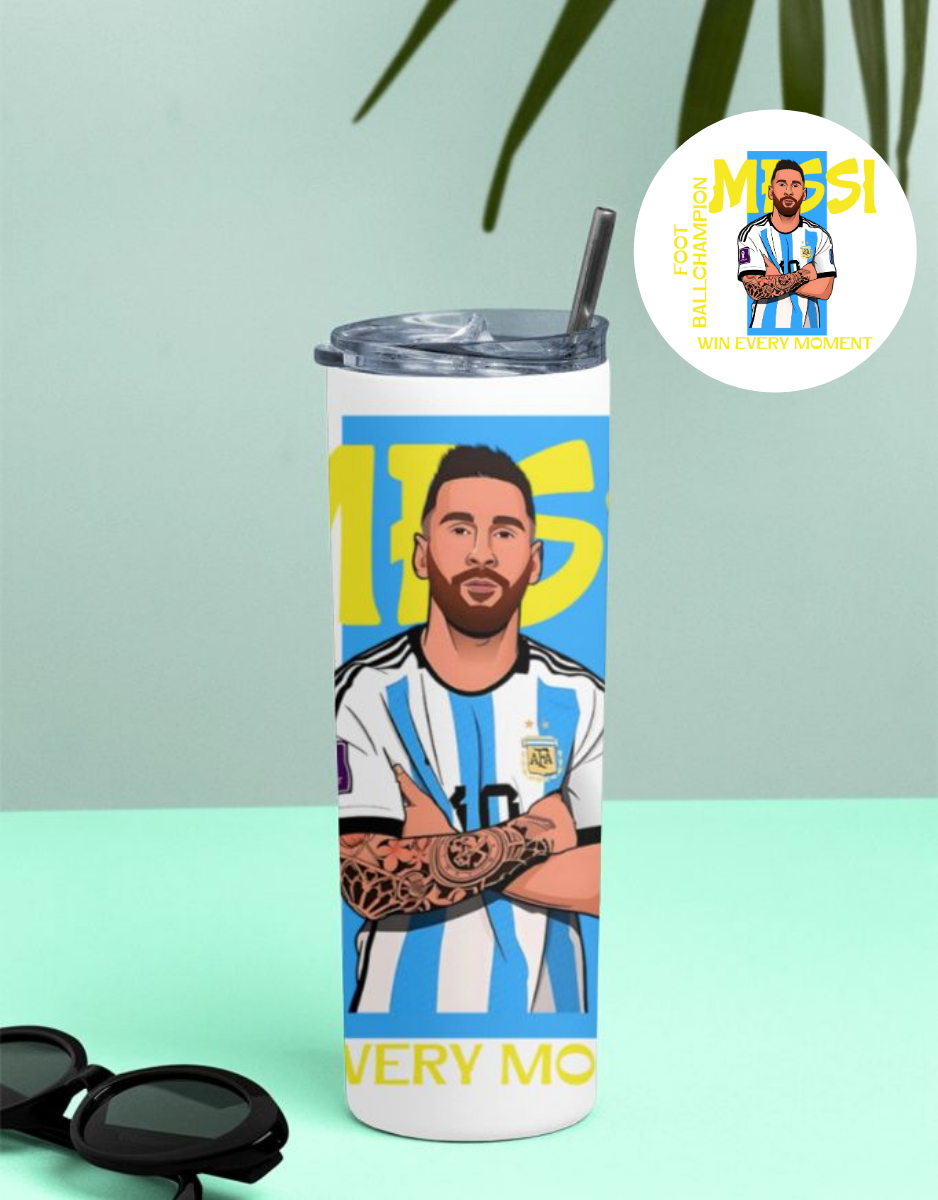 Messi Ball Champion Win Every Moment Tumbler Bottle