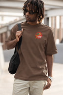 Born To Play Half Sleeve Brown Oversized T-Shirt for Men by Hello Swanky