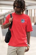 Born To Play Half Sleeve Red Oversized T-Shirt for Men by Hello Swanky