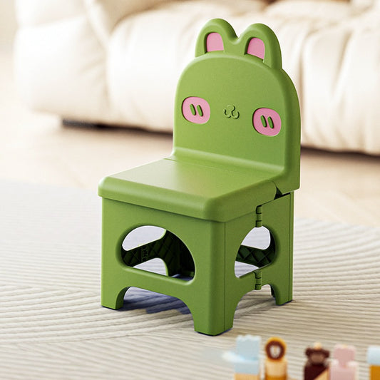 Kids Chair Green Foldable Bunny Design
