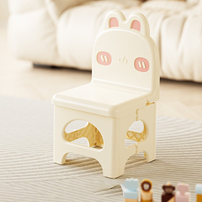 Kids Chair Off White Foldable Bunny Design