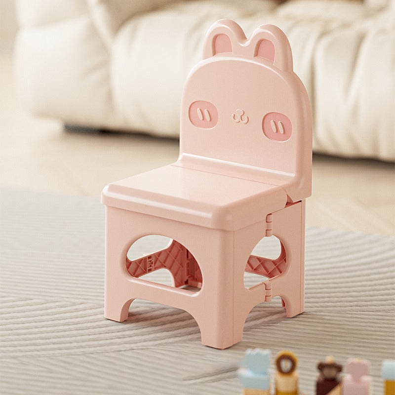 Kids Chair Pink Foldable Bunny Design