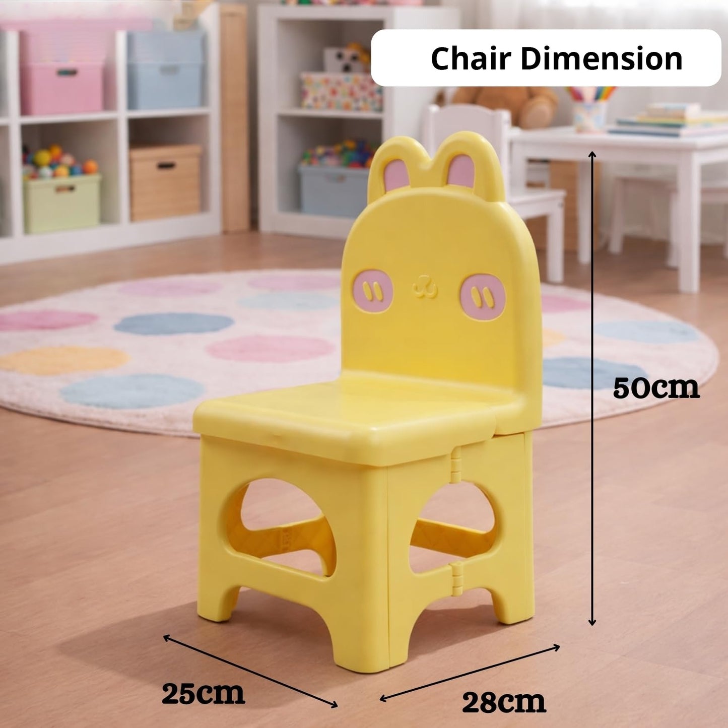 Kids Chair Green Foldable Bunny Design