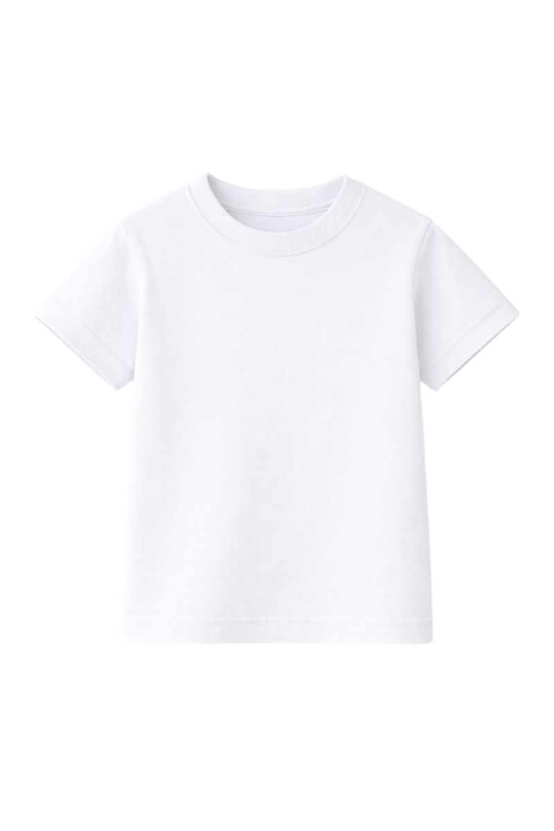 White Bulk Kids Round Neck Half Sleeve T-Shirt