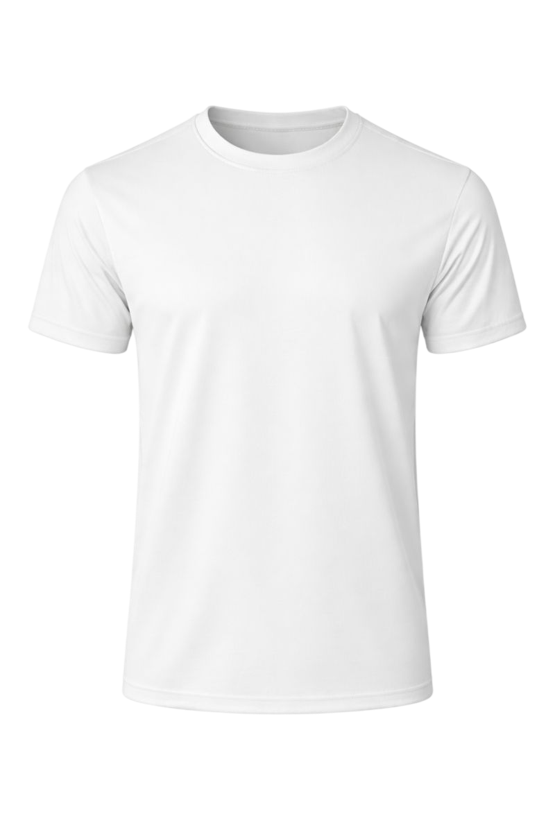 Bulk White 100% Polyester Round Neck T-Shirt