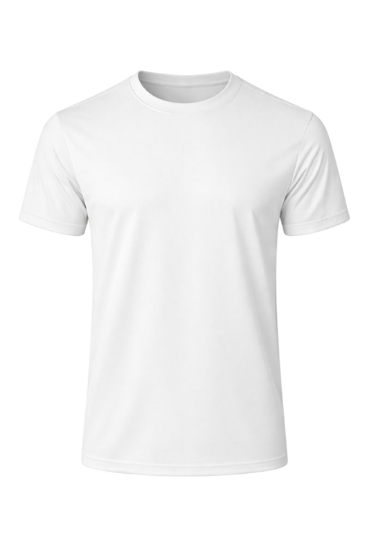 Bulk White 100% Polyester Round Neck T-Shirt