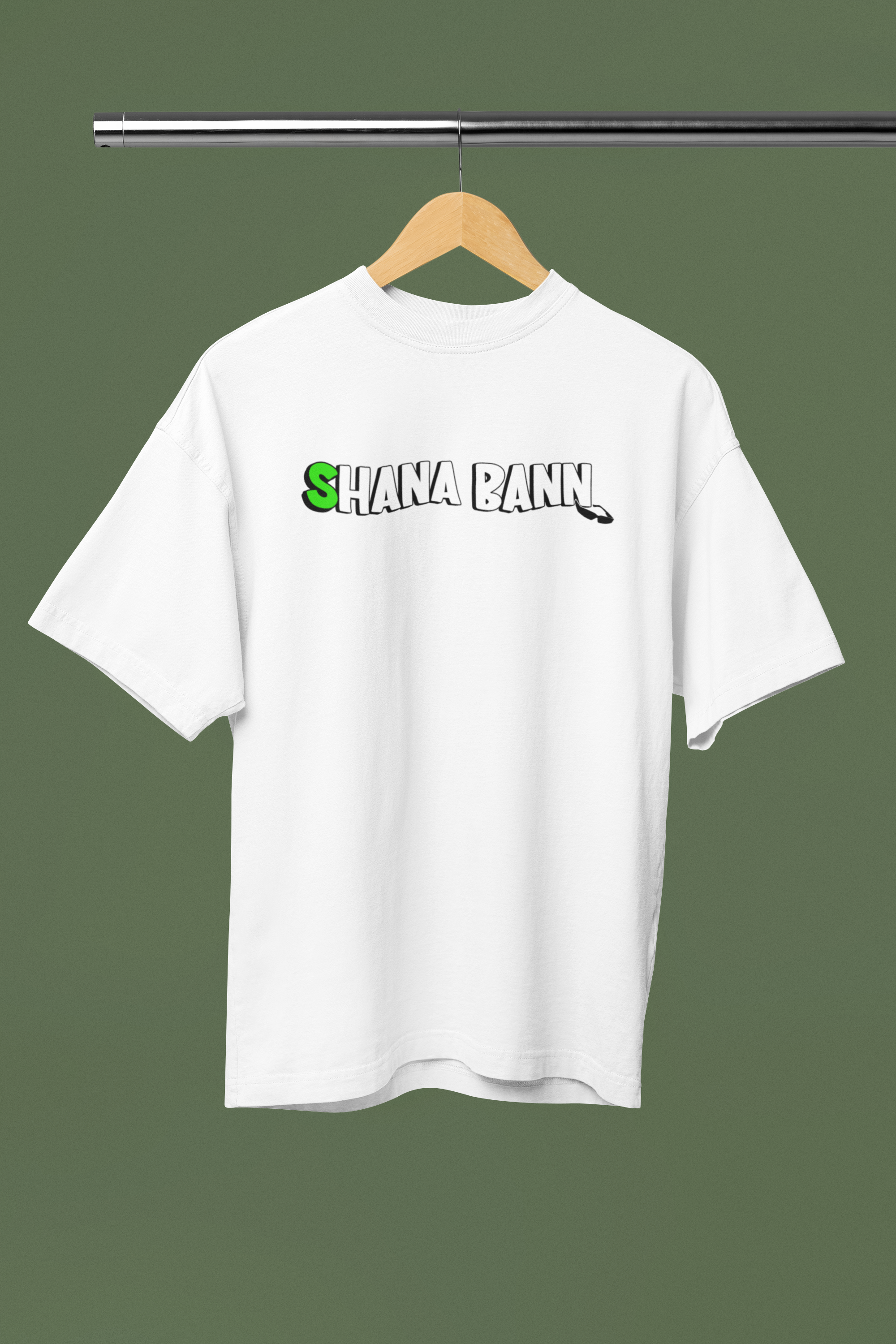 Shana Ban Graphic White Oversized Unisex T-Shirt | Desi Graphic