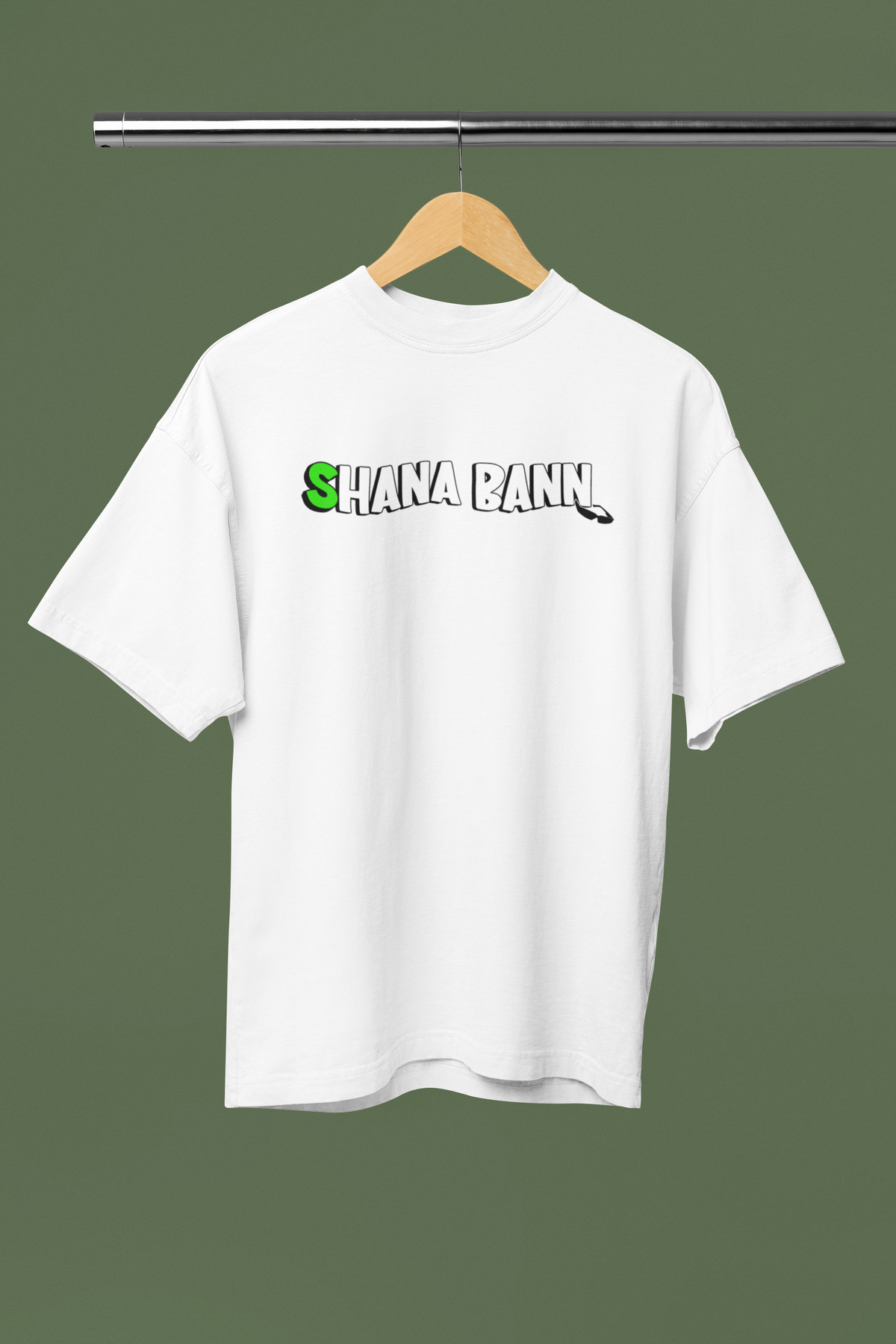 Shana Ban Graphic White Oversized Unisex T-Shirt | Desi Graphic