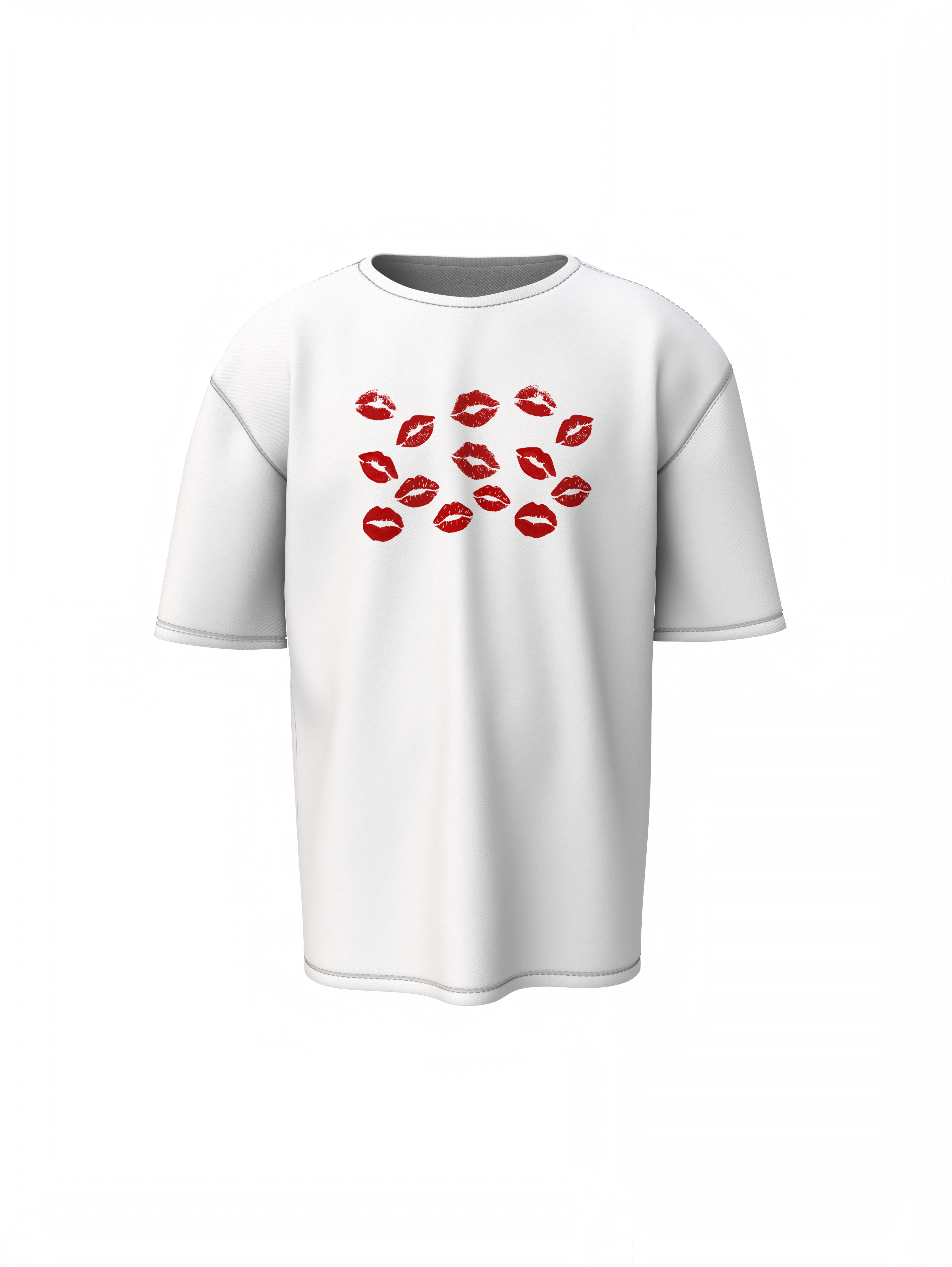 Lipstick Kisses Couple Oversized T-Shirts