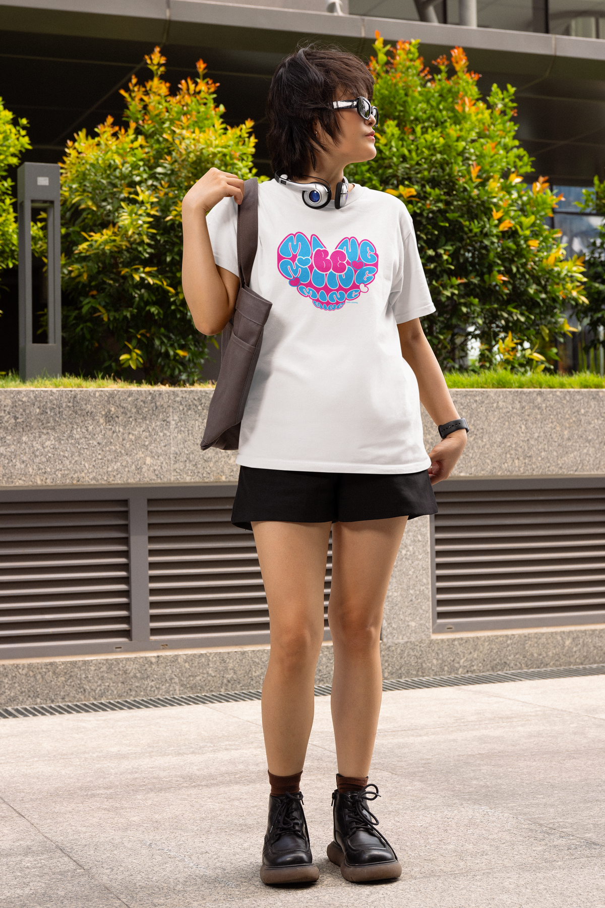 Mine Be Mine Half Sleeve White Round Neck T-Shirt for Women by Hello Swanky