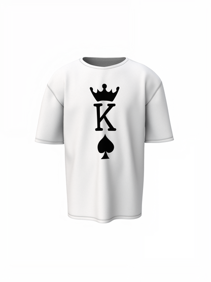 King & Queen Oversized T-Shirts for Couples Matching Wear
