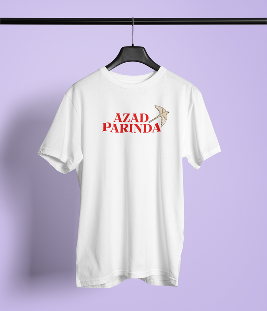 Azad Parinda Unisex White Round Neck T-Shirt | Desi Graphic