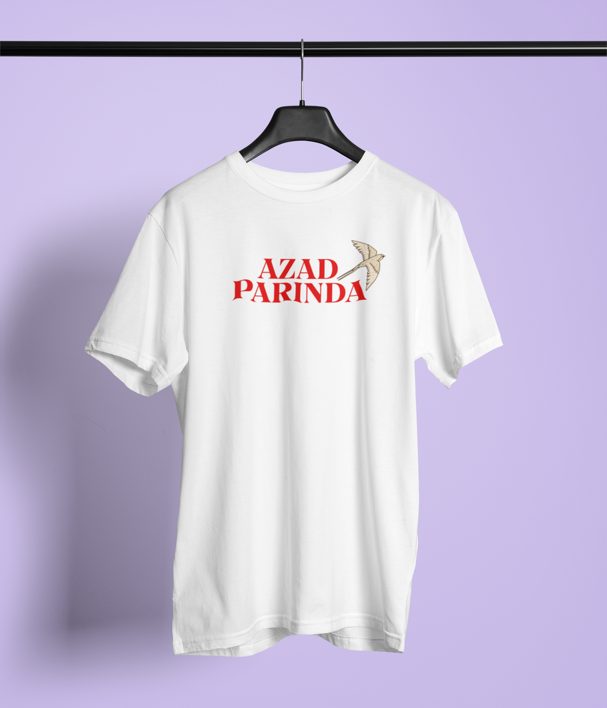 Azad Parinda Unisex White Round Neck T-Shirt | Desi Graphic