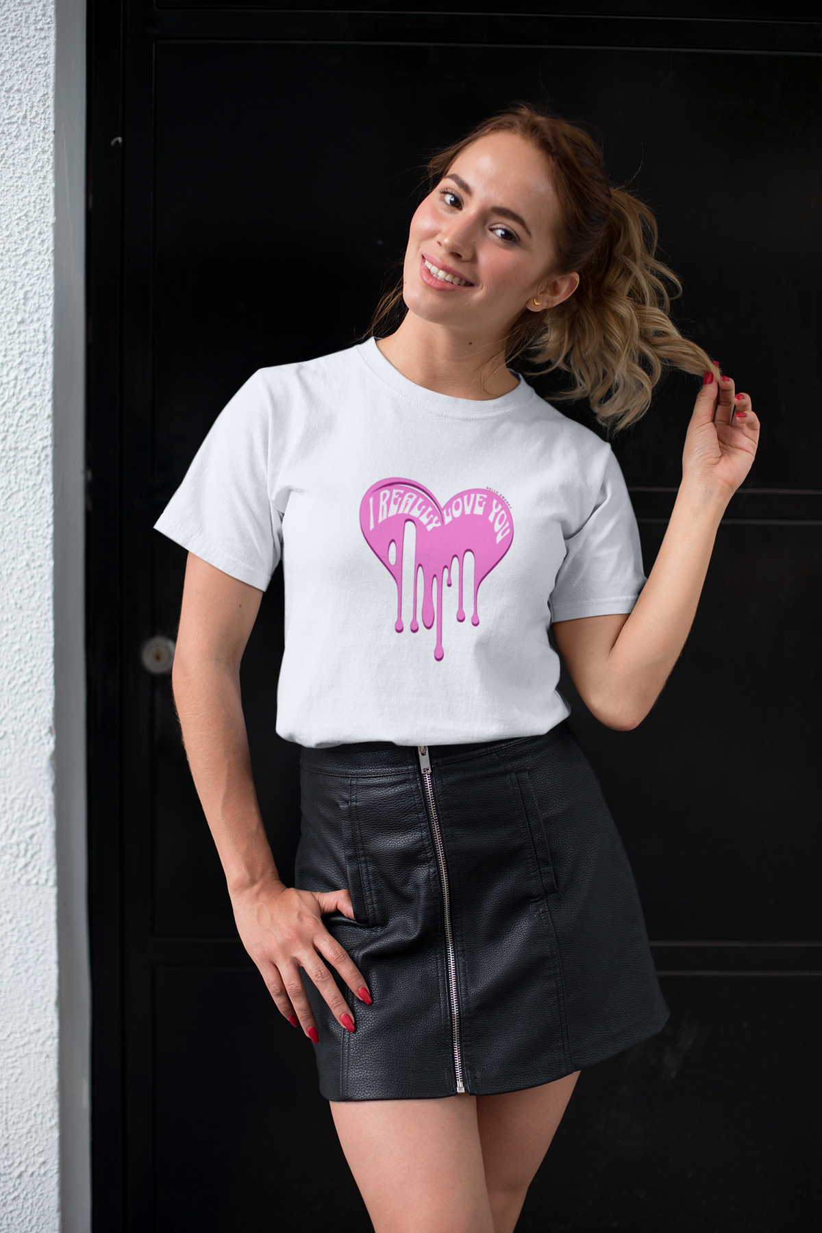 Really Love You Half Sleeve White Round Neck T-Shirt for Women by Hello Swanky