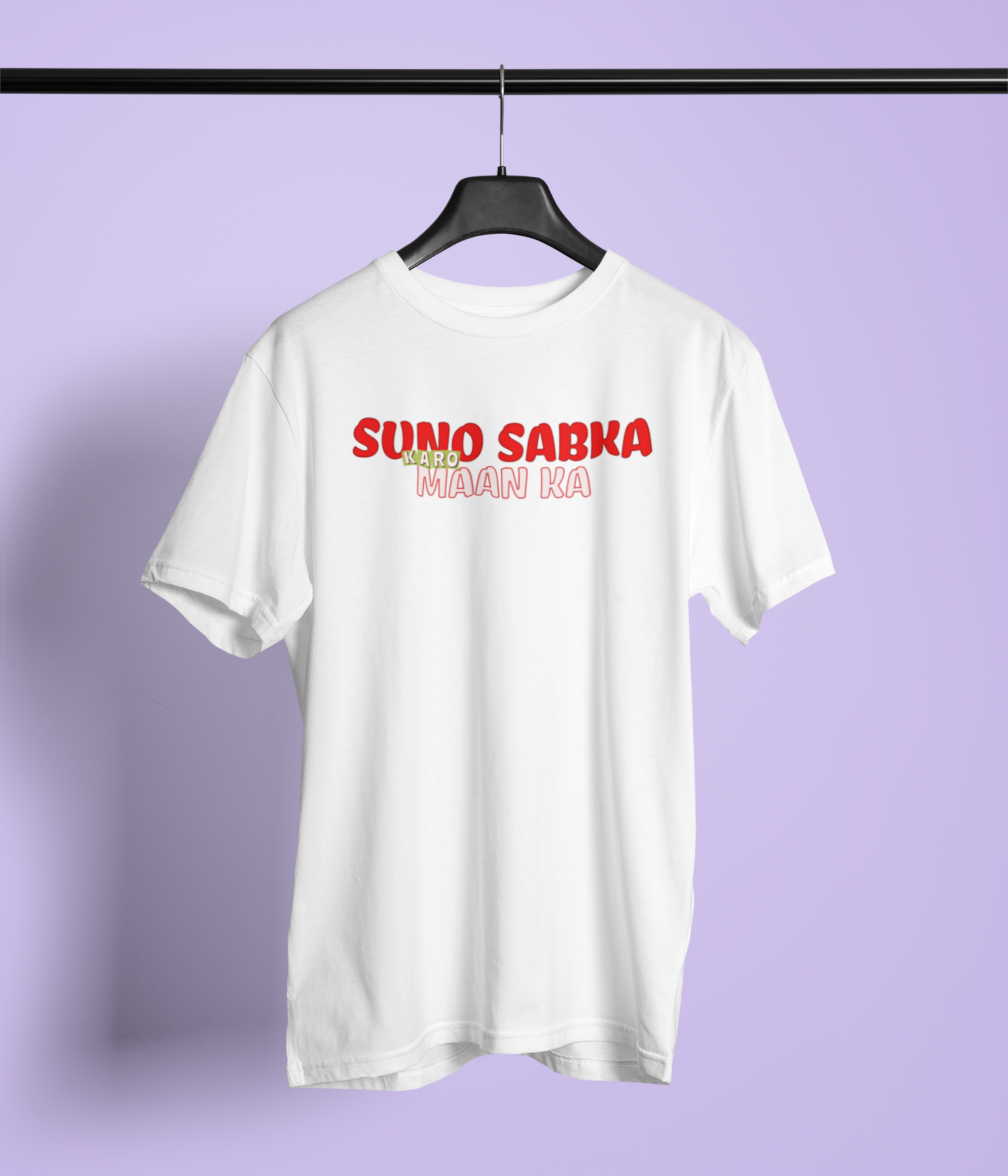 Suno Sabka White Round Neck T-Shirt Bold Stylish Casual Style Tee