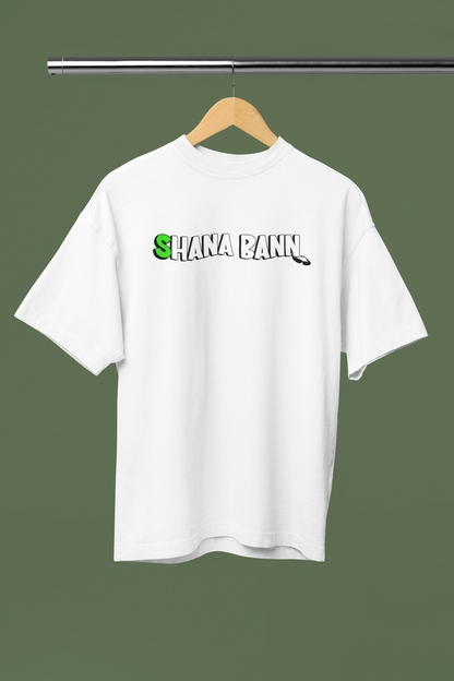 Shana Ban Graphic White Oversized Unisex T-Shirt | Desi Graphic