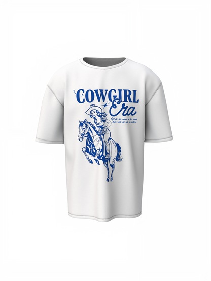 Cow Girl Era Oversized T-Shirt Stylish Western Graphic Design