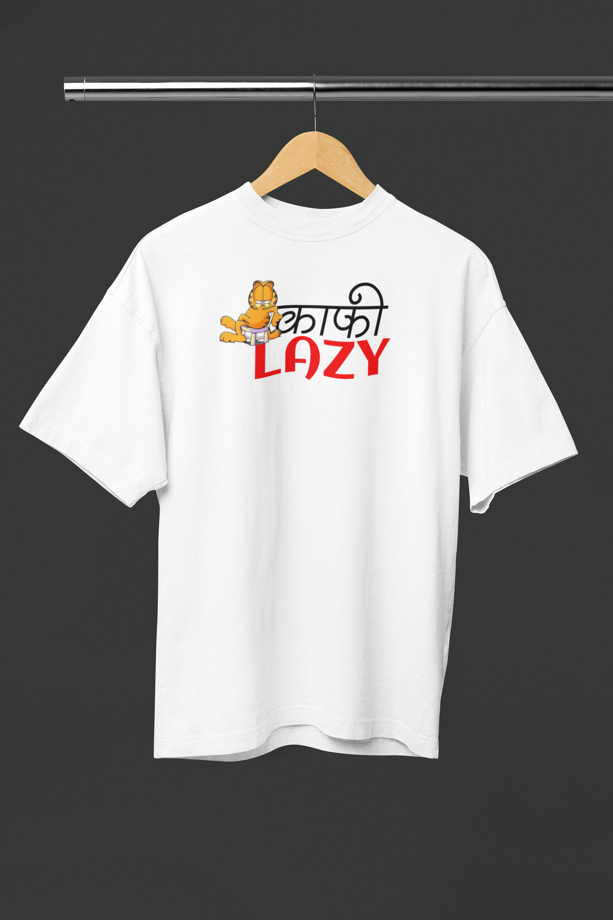 Kafi Lazy Graphic White Oversized Unisex T-Shirt