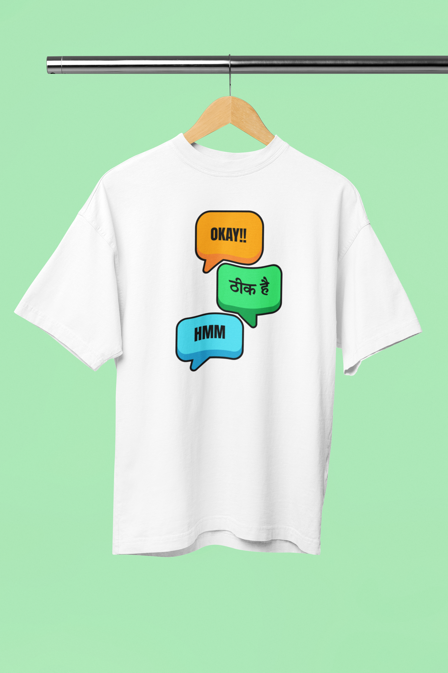 Okay Thik hai Graphic Desi White Oversized Unisex T-Shirt