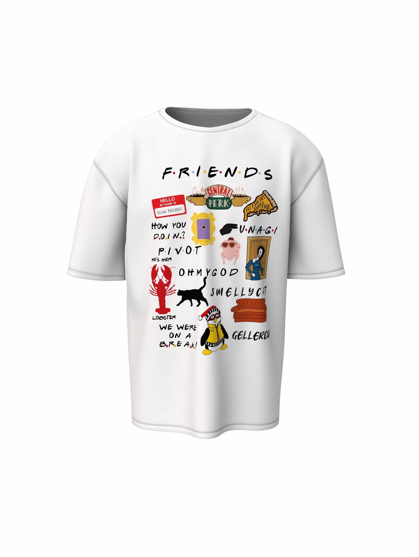 Friends Icons Oversized T-Shirt  Relive the Laughs in Style.