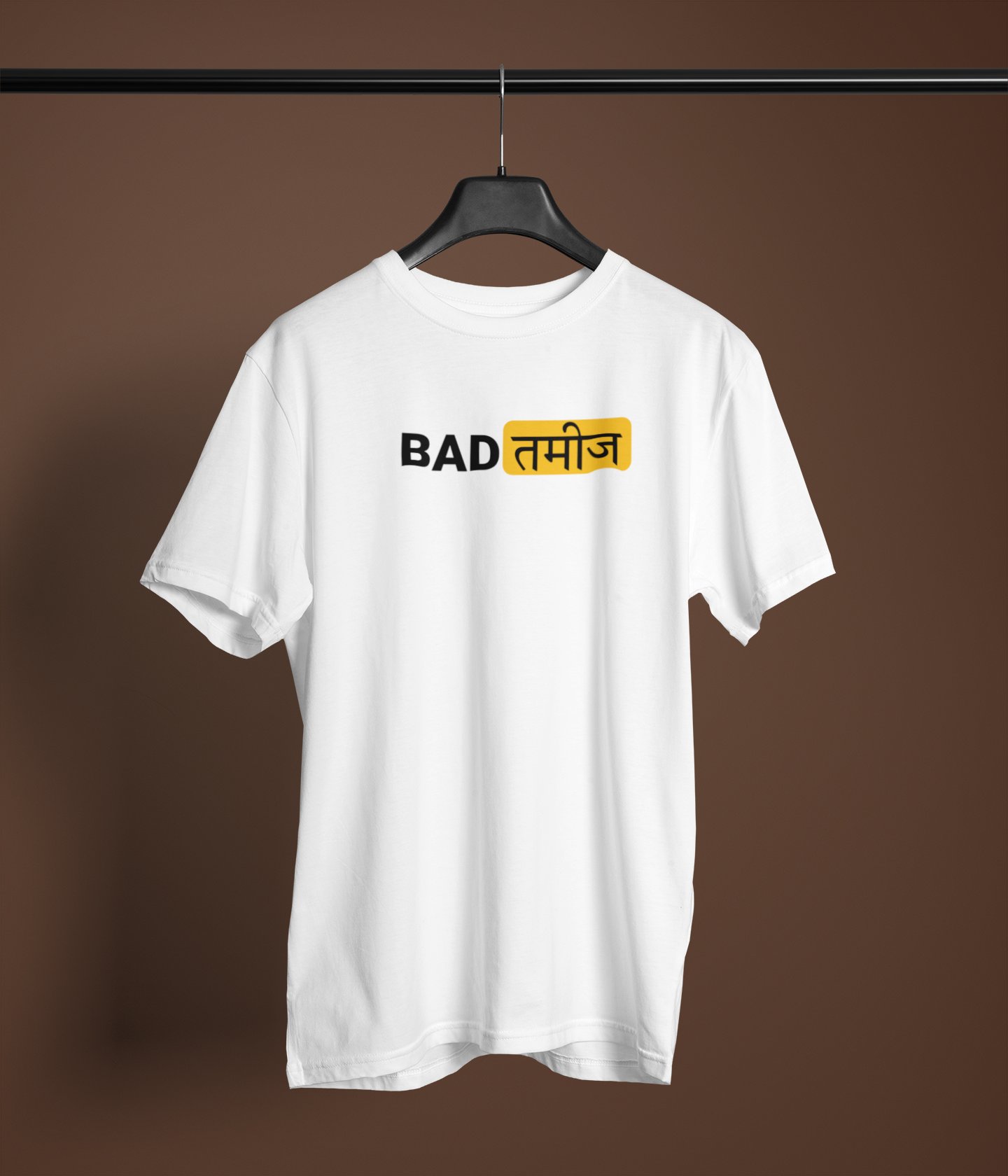 Bad Tameez Unisex White Round Neck T-Shirt | Desi Graphic