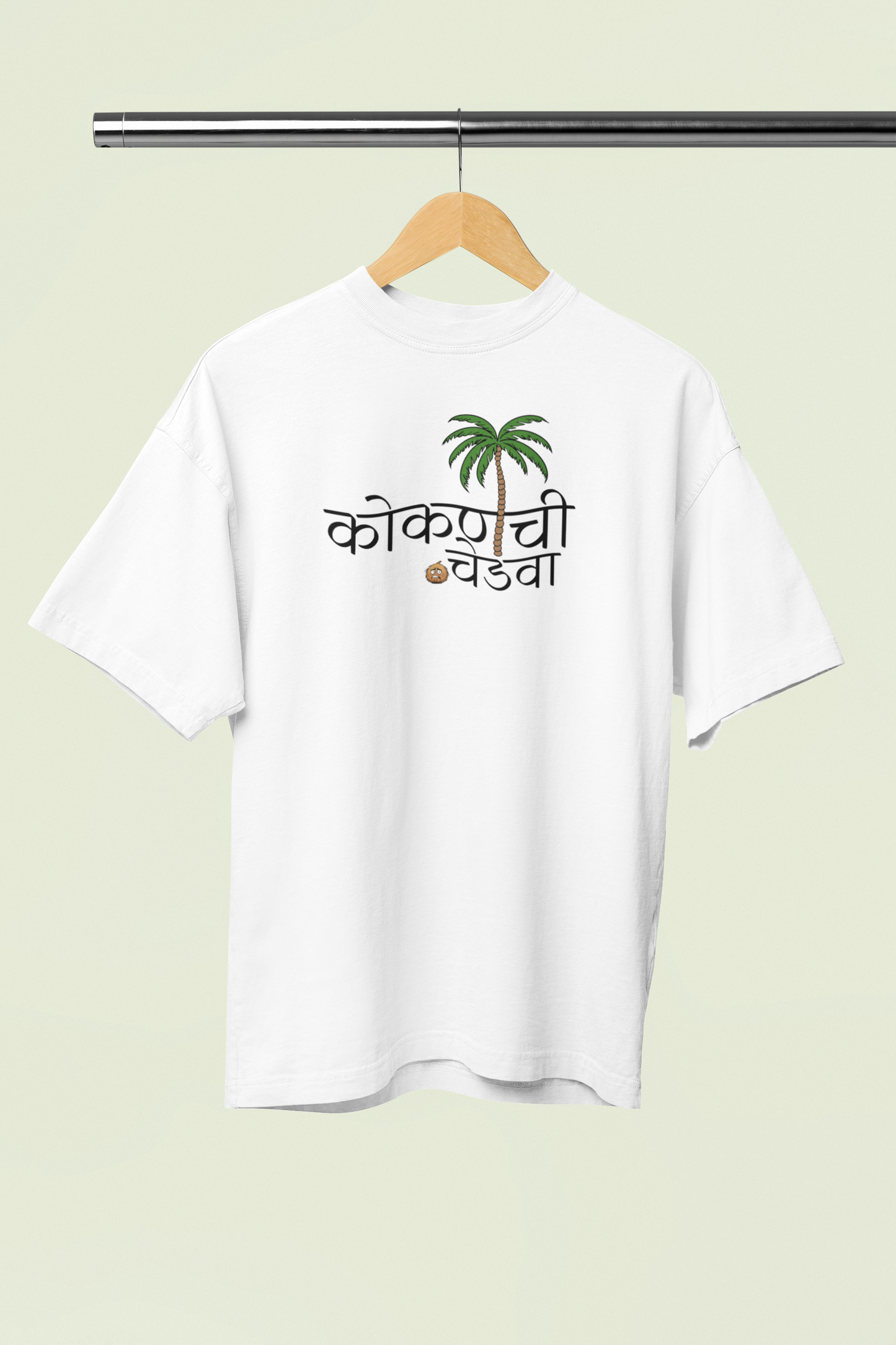 Kokan Chi Chedva White Oversized Unisex T-shirt | Marathi Designs