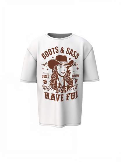 Boots & Saas Oversized T-Shirt Western Sassy Streetwear