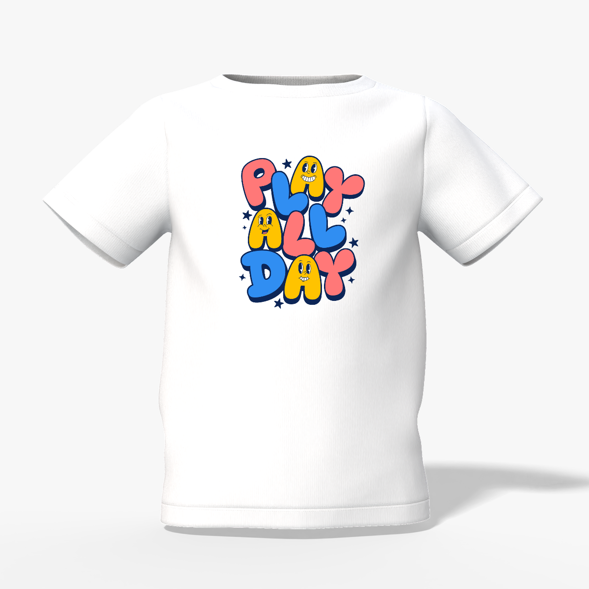 Play All Day Graphic Kid’s White Round Neck Printed T-Shirt