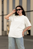 White Half Sleeve Oversized Plain T-Shirt for Women by Hello Swanky