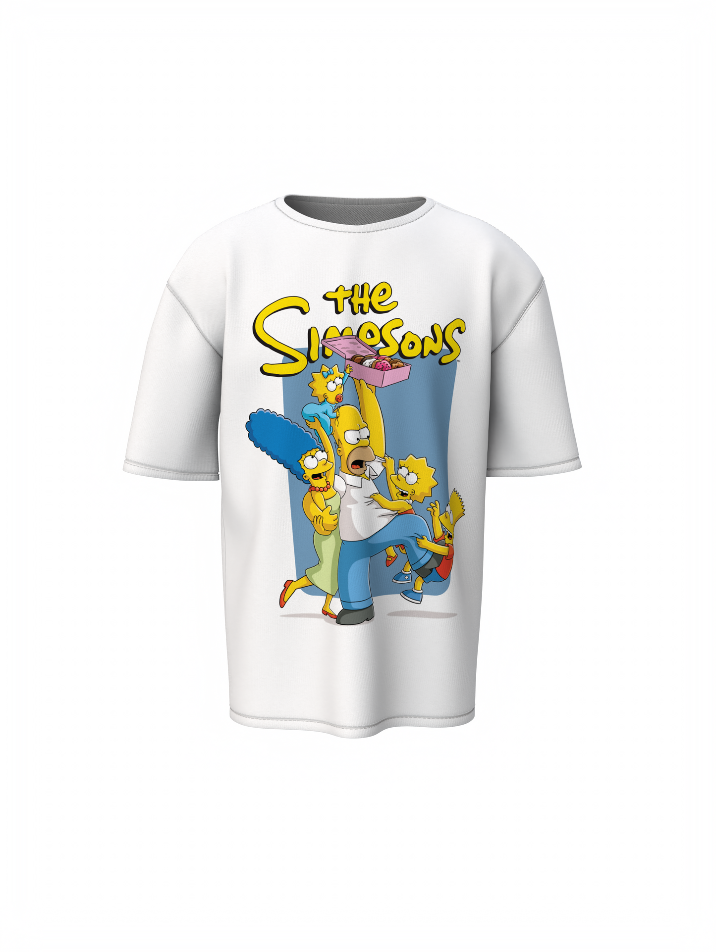 The Simson's Cartoon Unisex White Oversized T-Shirt, Toon Style