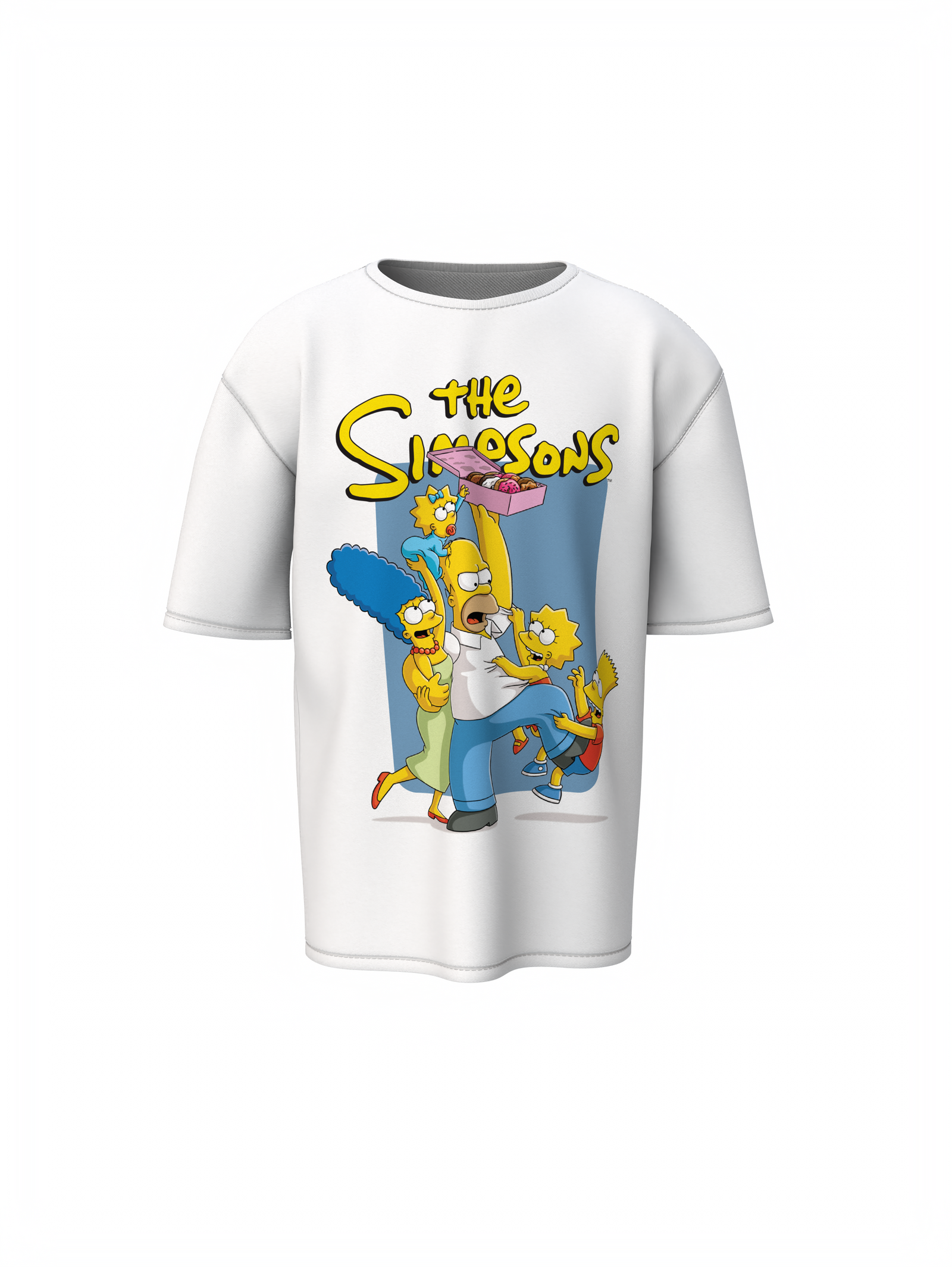 The Simson's Cartoon Unisex White Oversized T-Shirt, Toon Style