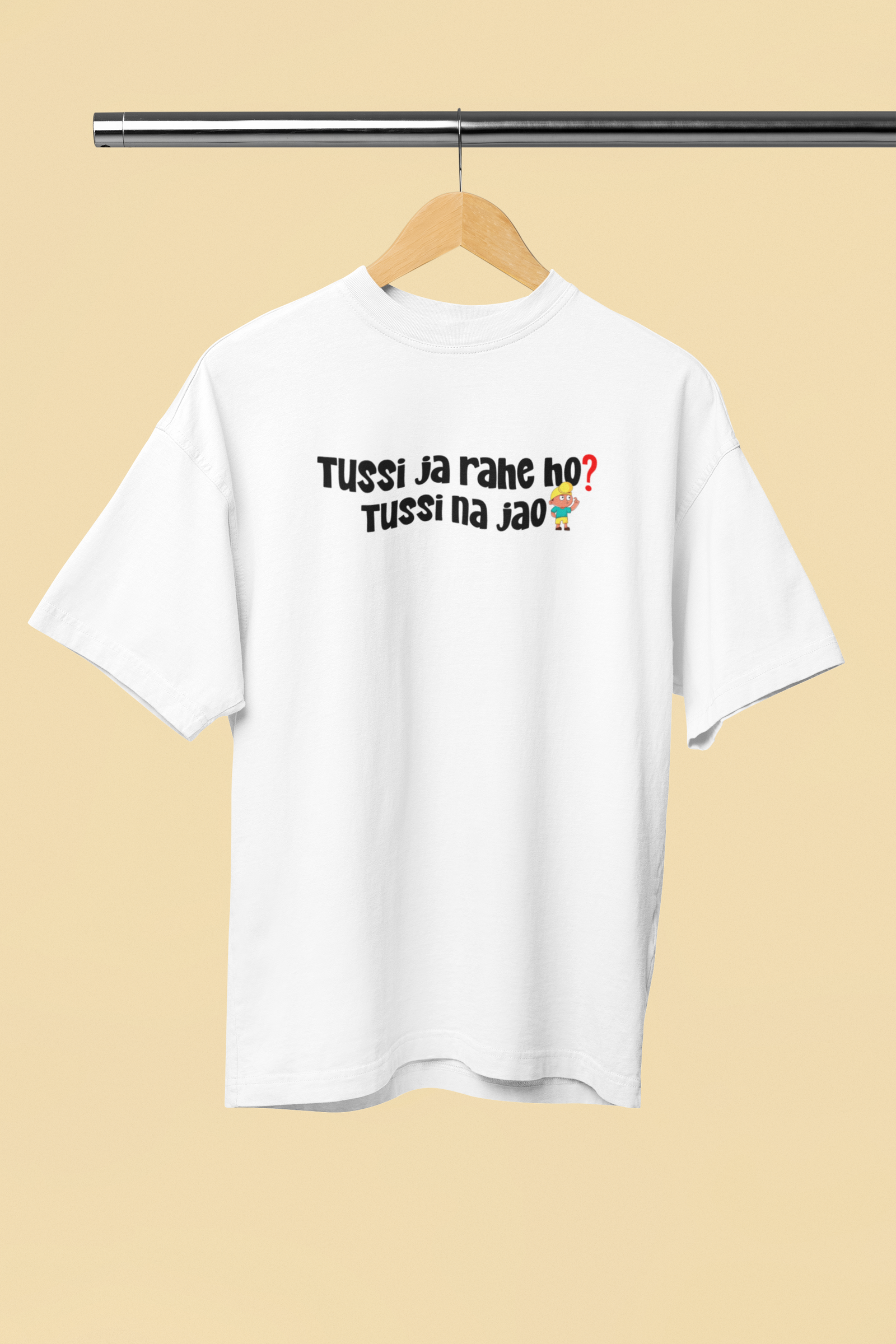 Tussi Na Jao White Oversized Unisex T-Shirt Casual Tee
