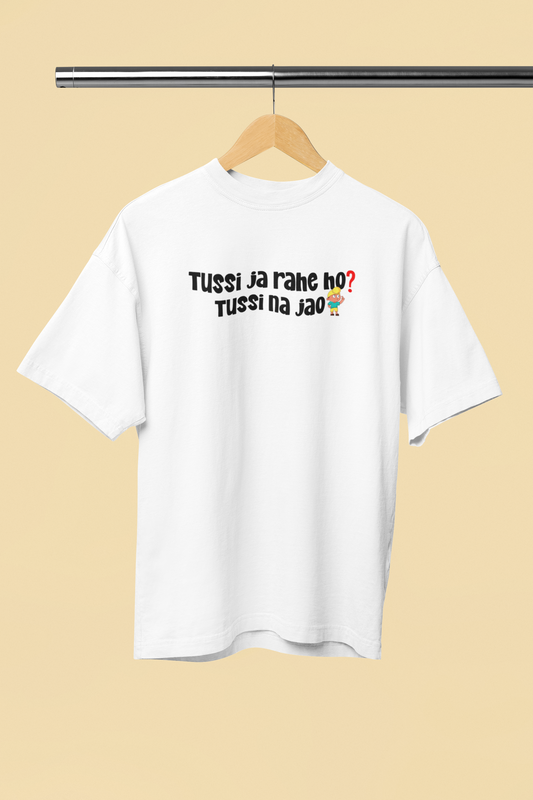 Tussi Na Jao White Oversized Unisex T-Shirt Casual Tee