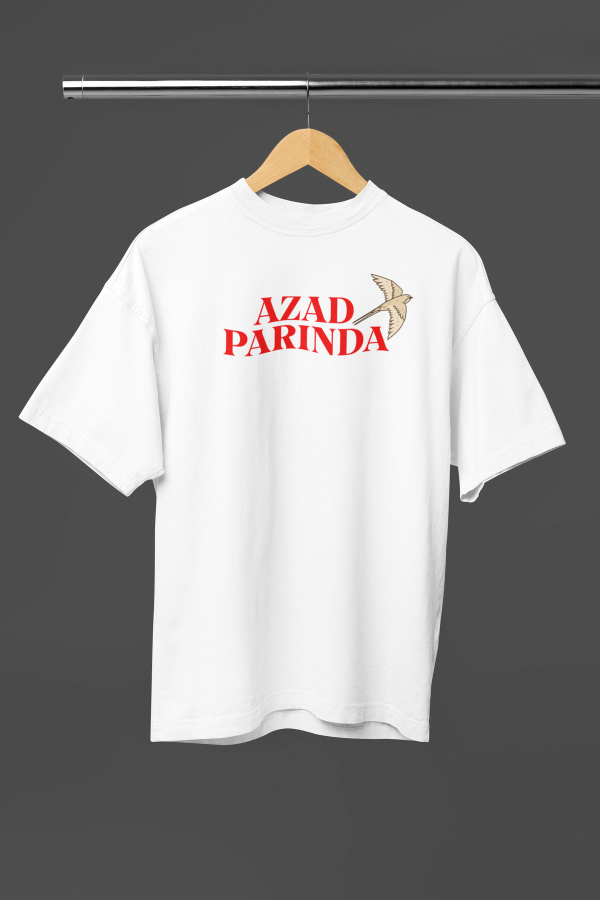 Azad Parinda White Oversized Unisex T-Shirt | Desi Graphic
