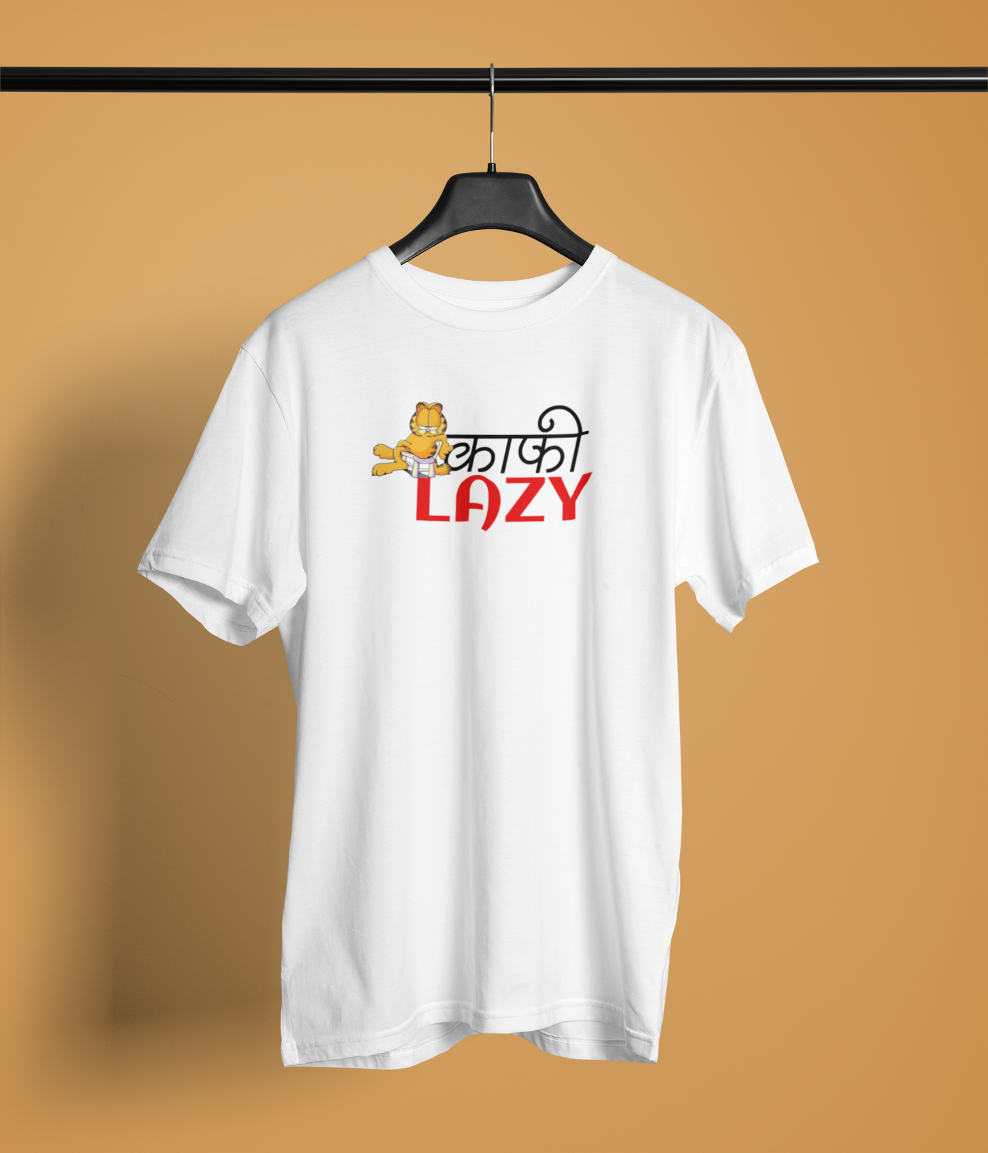 Kafi Lazy Unisex White Round Neck T-Shirt | Desi Graphic