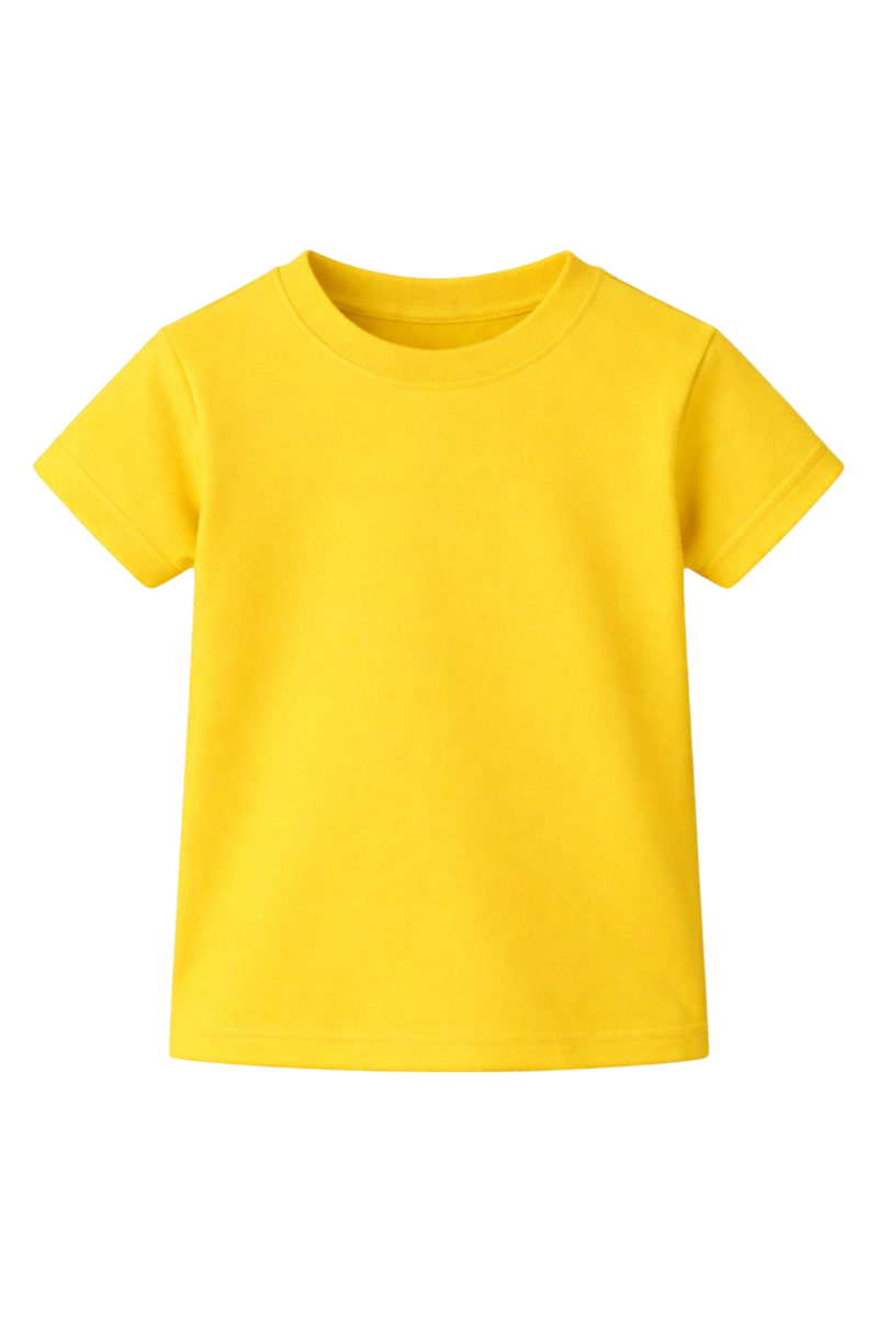 Yellow Bulk Kids Round Neck Half Sleeve T-Shirt Durable
